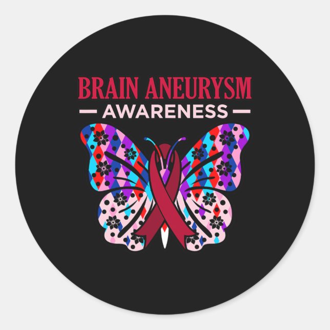 Brain Aneurysm Awareness Month Support Graphic  Classic Round Sticker (Front)