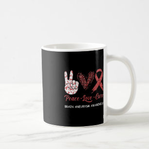 Brain Aneurysm Awareness Peace Love Cure Leopard 1 Coffee Mug