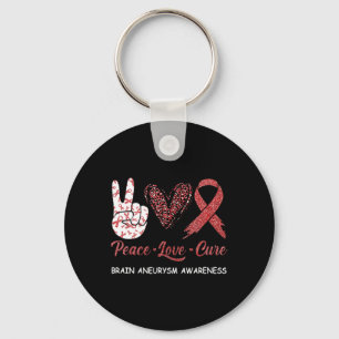 Brain Aneurysm Awareness Peace Love Cure Leopard 1 Key Ring