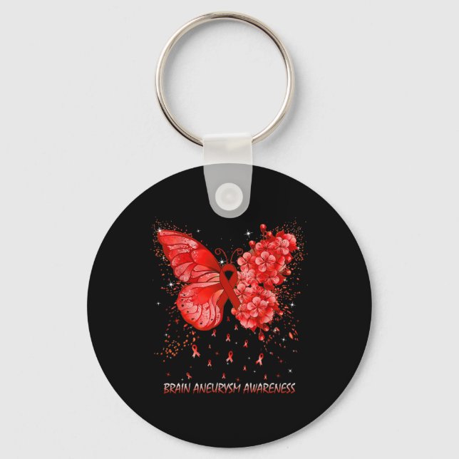 Brain Aneurysm Awareness Ribbon  Key Ring (Front)