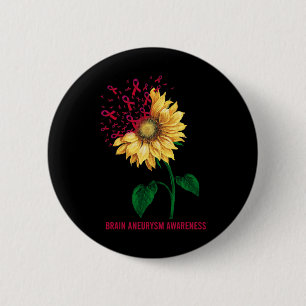 Brain Aneurysm Awareness Sunflower 6 Cm Round Badge