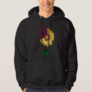Brain Aneurysm Awareness Sunflower Burgundy Ribbon Hoodie