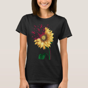 Brain Aneurysm AWARENESS Sunflower Burgundy Ribbon T-Shirt