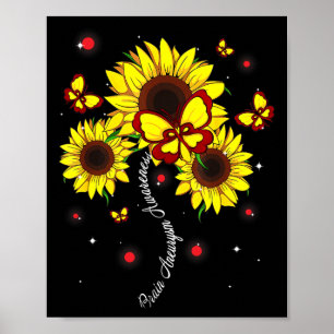 Brain Aneurysm Awareness Sunflower Butterfly Ribbo Poster