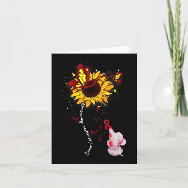 Brain Aneurysm Awareness Sunflower Elephant Men   Card (Front)