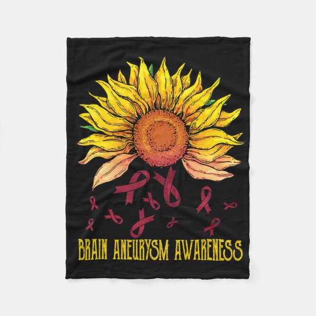 Brain Aneurysm Awareness Sunflower  Fleece Blanket (Front)