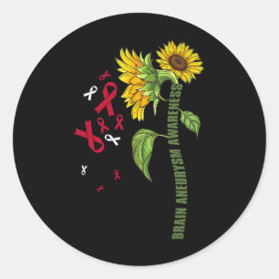 Brain Aneurysm Awareness Sunflower Surgery Support Classic Round Sticker