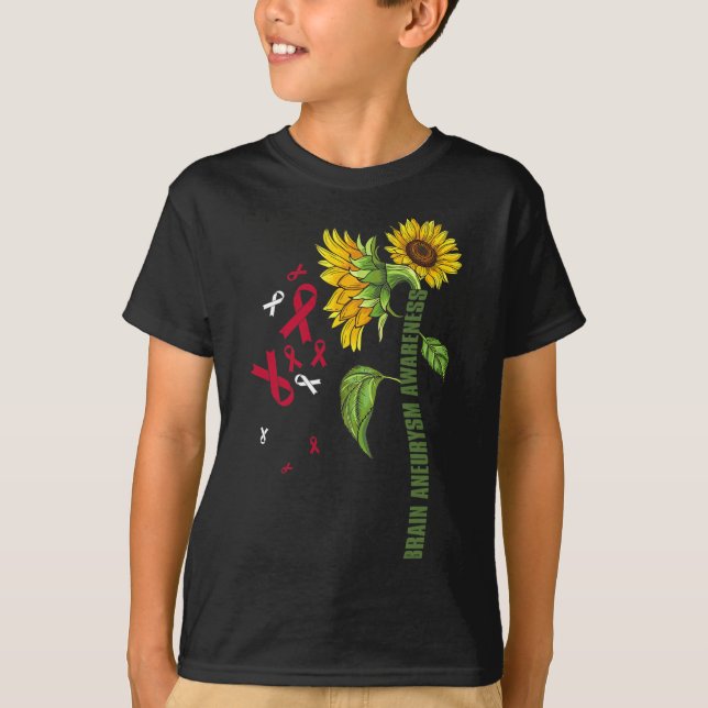 Brain Aneurysm Awareness Sunflower Surgery Support T-Shirt (Front)