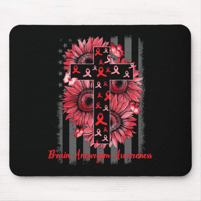 Brain Aneurysm Awareness Sunflower Warrior Support Mouse Mat (Front)