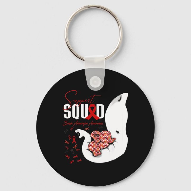 Brain Aneurysm Awareness Support Squad Elephant  Key Ring (Front)