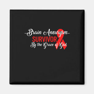 Brain Aneurysm Awareness Survivor By God Grace Red Magnet