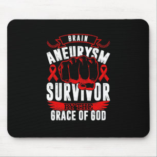 Brain Aneurysm Awareness Survivor By God Grace Red Mouse Mat