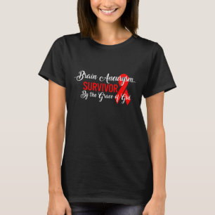 Brain Aneurysm Awareness Survivor By God Grace Red T-Shirt