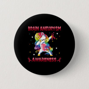 Brain Aneurysm Awareness Unicorn Dabbing Burgundy  6 Cm Round Badge