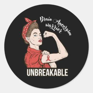 Brain Aneurysm Awareness Warrior Unbreakable Tee Classic Round Sticker