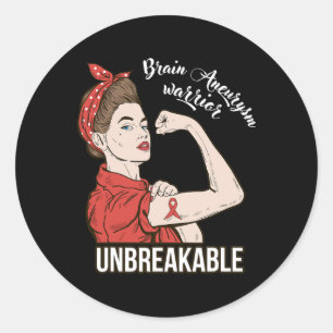 Brain Aneurysm Awareness Warrior Unbreakable Tee G Classic Round Sticker