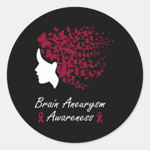 Brain Aneurysm Awareness - Women Butterflies Hair Classic Round Sticker
