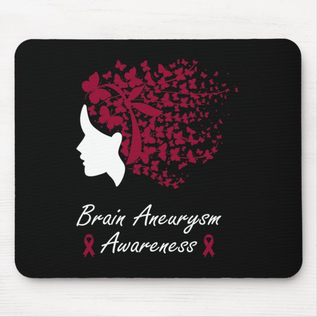Brain Aneurysm Awareness - Women Butterflies Hair  Mouse Mat (Front)