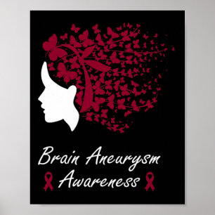 Brain Aneurysm Awareness - Women Butterflies Hair Poster