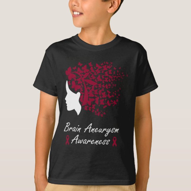 Brain Aneurysm Awareness - Women Butterflies Hair  T-Shirt (Front)