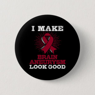 Brain Aneurysm  Burgundy Awareness Ribbon 6 Cm Round Badge