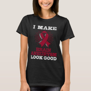 Brain Aneurysm Burgundy Awareness Ribbon T-Shirt
