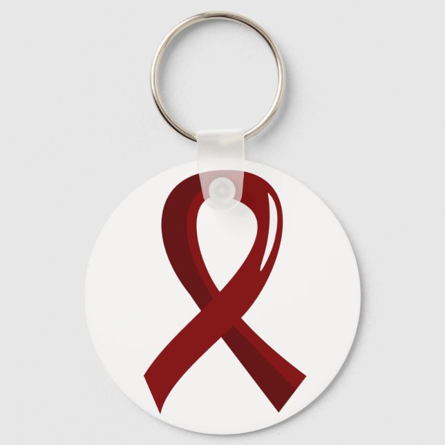 Brain Aneurysm Burgundy Ribbon 3 Key Ring (Front)