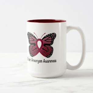 Brain Aneurysm Butterfly Awareness Ribbon Two-Tone Coffee Mug