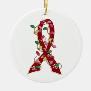 Brain Aneurysm Christmas Lights Ribbon Ceramic Tree Decoration