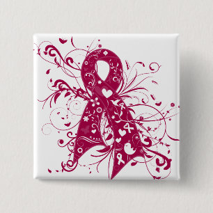 Brain Aneurysm Floral Swirls Ribbon 15 Cm Square Badge