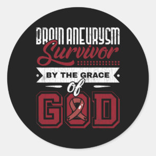 Brain Aneurysm Survivor By Grace Of God Awareness Classic Round Sticker