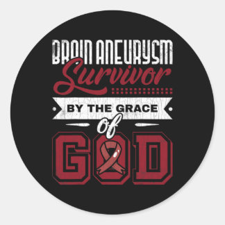 Brain Aneurysm Survivor By Grace Of God Awareness Classic Round Sticker
