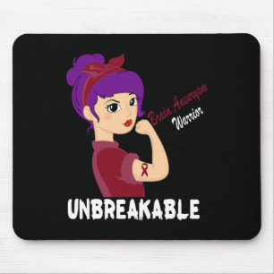 Brain Aneurysm Warrior Burgundy Ribbon Women Suppo Mouse Mat