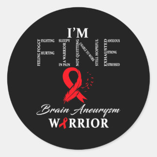 Brain Aneurysm Warrior I'm Fine  Classic Round Sticker