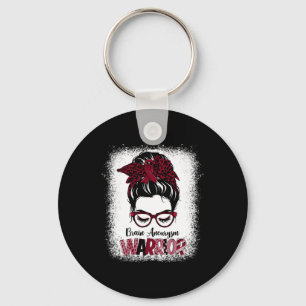 Brain Aneurysm Warrior Month Burgundy Ribbon Key Ring