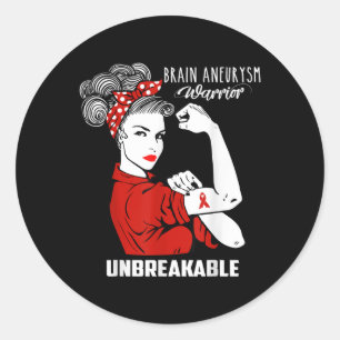 Brain Aneurysm Warrior Unbreakable Shirt Awareness Classic Round Sticker