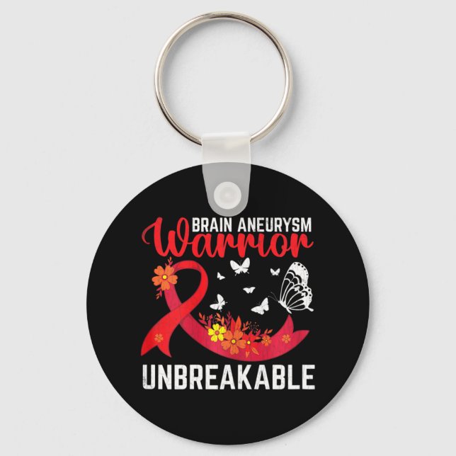Brain Aneurysm Warrior Unbreakable Surgery Awarene Key Ring (Front)