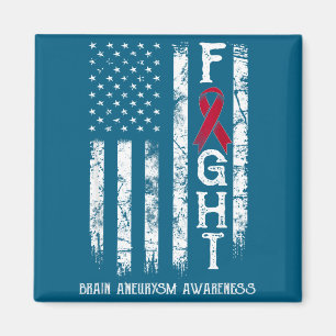 Brain aneurysm warrior us flag Artwork Magnet