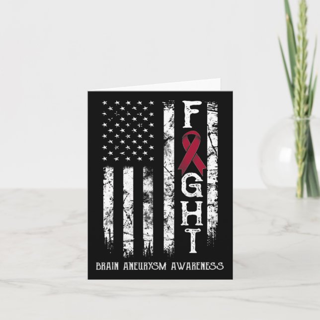 Brain Aneurysm Warrior Us Flag  Card (Front)