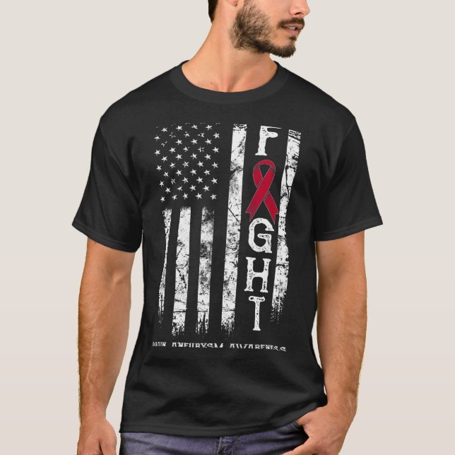 Brain aneurysm warrior us flag Design T-Shirt (Front)