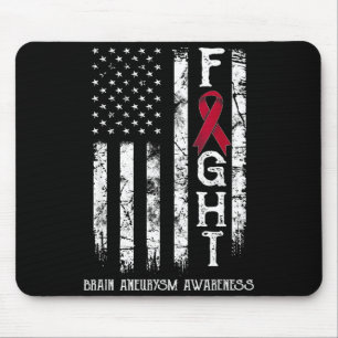 Brain aneurysm warrior us flag Graphic Art Mouse Mat