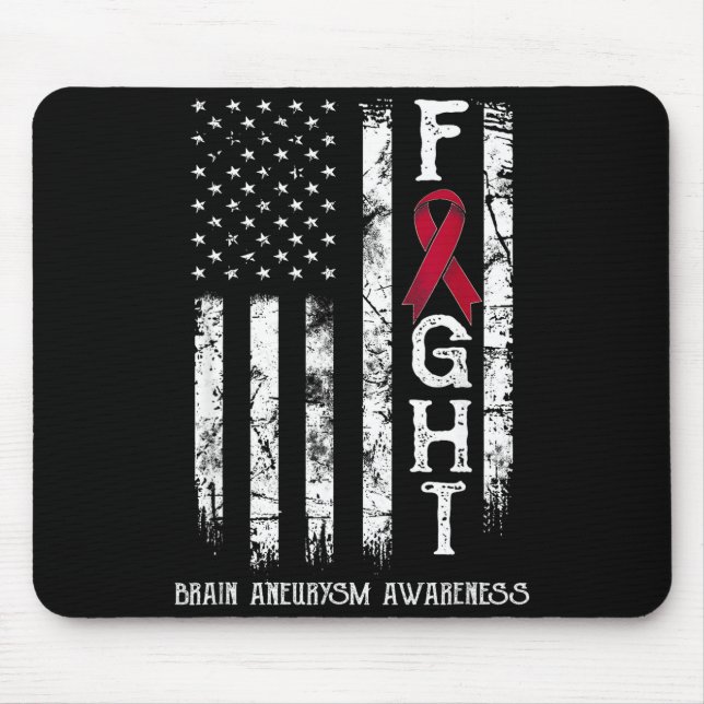 Brain aneurysm warrior us flag Graphic Art Mouse Mat (Front)