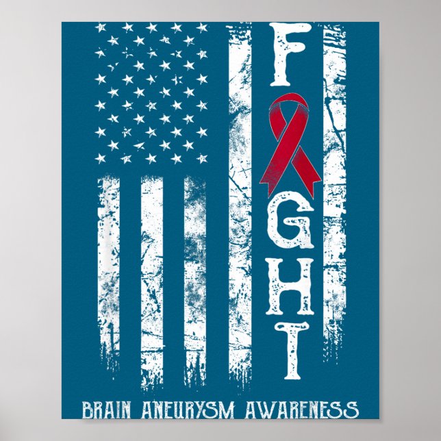Brain aneurysm warrior us flag Illustration Poster (Front)