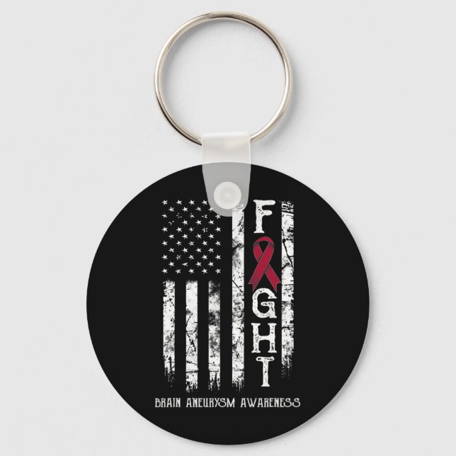 Brain Aneurysm Warrior US Flag  Key Ring (Front)