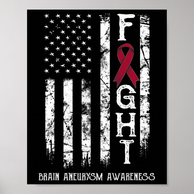 Brain Aneurysm Warrior US Flag  Poster (Front)