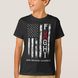 Brain Aneurysm Warrior Us Flag T-Shirt