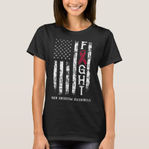 Brain Aneurysm Warrior Us Flag T-Shirt