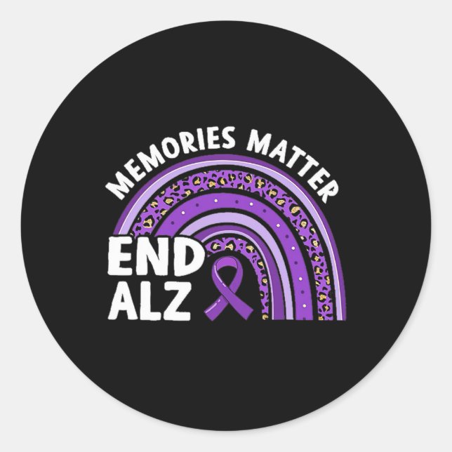 Brain Awareness Memories Problem Purple Rainbow  Classic Round Sticker (Front)