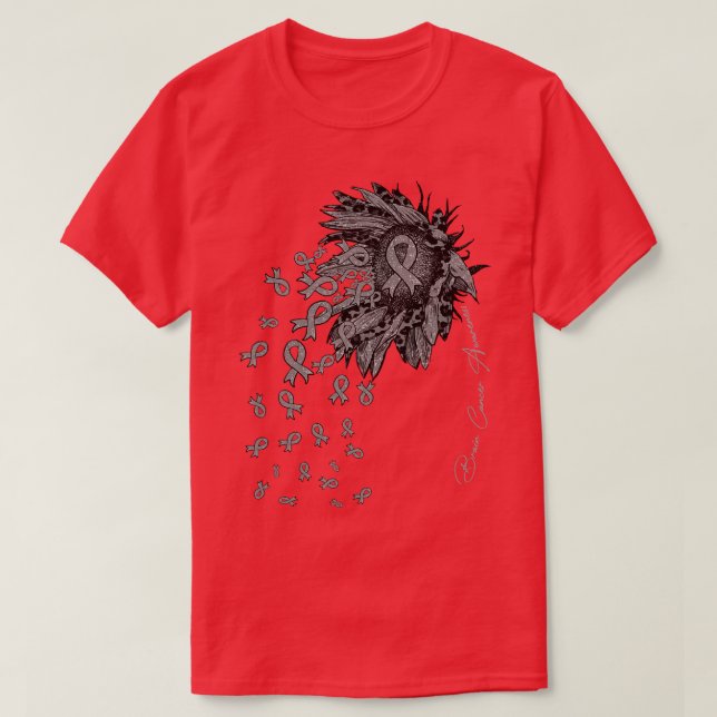 Brain Awareness Sunflower ribbon flowers fall T-Shirt (Design Front)