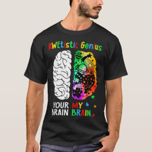 Brain Awetistic Genius Puzzle Piece Autism Awarene T-Shirt